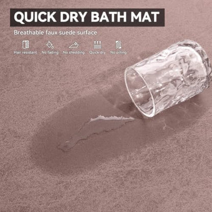 MontVoo -Bath Mat Rug-Rubber Backing Non Slip Quick Dry Absorbent Thin Bathroom Rugs Fit Under Door-Faux Suede Surface Bathroom Floor Mats-Shower Rug for in Front of Bathtub Shower Dusty Rose 17x27.5