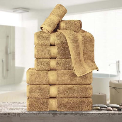 Superior Egyptian Cotton 800 GSM Plush & Absorbent, 9 Piece Set, Toast