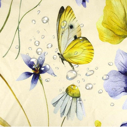 HVEST Wildflower Shower Curtain for Bathroom, Blue and Yellow Floral and Wheat with Butterfly Shower Curtain with Hook, Country Daisy Flower on Beige Shower Curtain Set Bathroom Decor, 60X72 inch