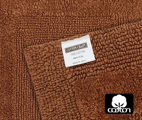 COTTON CRAFT Bath Rugs - 2 Pack Large 20x30 Soft Plush Bath Mats - Mocha