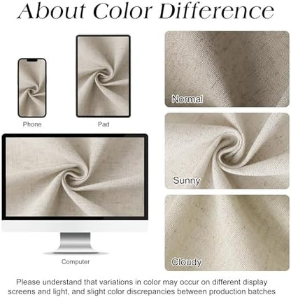 Naturoom Linen Shower Curtain 54x78 Inch for Bathroom Light Tan 1 Panel