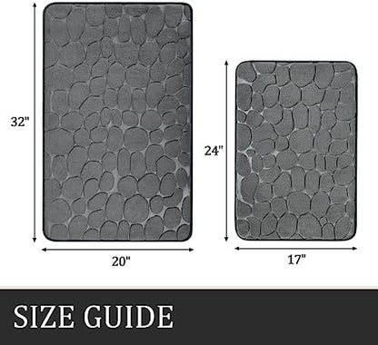 YIHOUSE Bathroom Rugs Mat Set, Memory Foam Bath Mat 2 Piece Dark Grey
