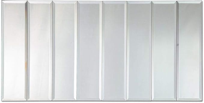 Beveled Mirror Tile, 3x12 Inch Mirror Subway Tiles for Kitchen Backsplash Bathroom Shower Wall 24 Pcs, 6 SQ.FT