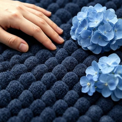 SUBRTEX Bathroom Rugs, U Shaped Chenille Bath Rug 24" x 20" Soft Short Plush Bath Mat Soft Shower Mat Water Absorbent Shower Mat Quick Dry Machine Washable, Navy
