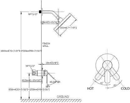 Shower Faucet Set Chrome Bathroom Rainfall Shower System Wall Mounted 8" Inch Shower Head and Handle Set Single Function Shower Trim Kit with Rough-in Valve