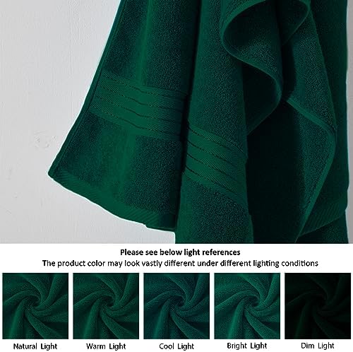 COZYART Luxury Hand Towels 4 PCS, Dark Green 100% Turkish Cotton 650 GSM