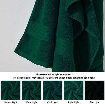 COZYART Luxury Hand Towels 4 PCS, Dark Green 100% Turkish Cotton 650 GSM