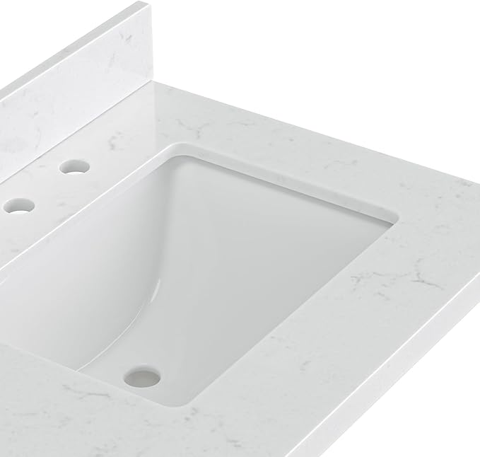 ARIEL Monroe 66-inch Bathroom Vanity with Sink,Solid Wood, 1.5-inch Carrara White Quartz Countertop & Backsplash, Double Oval Porcelain Sink, 9 Dovetail Drawers, Brushed Nickel, Midnight Blue