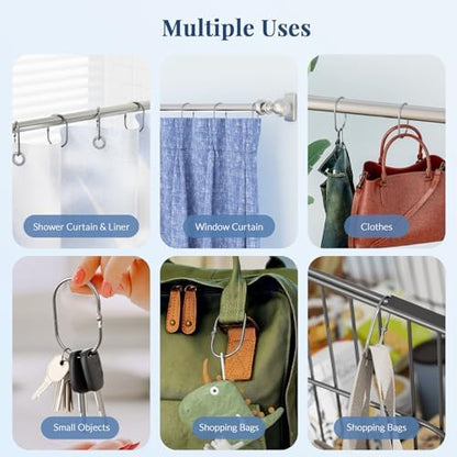 Bathway Chrome Shower Curtain Rings - 12 Pcs Anti-Drop, Rust Proof Metal Shower Hooks for Curtain Rod