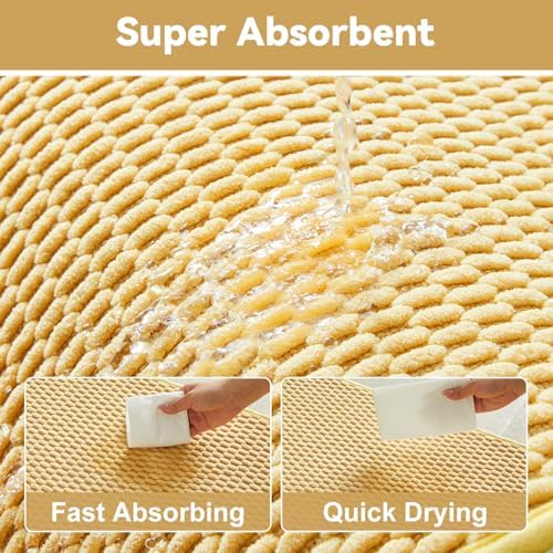 Triohero Bathroom Rugs Non Slip Washable, Super Absorbent Thin Bath Mat Small Quick Dry Low Pile Bathroom Rug, Yellow 20"x30"