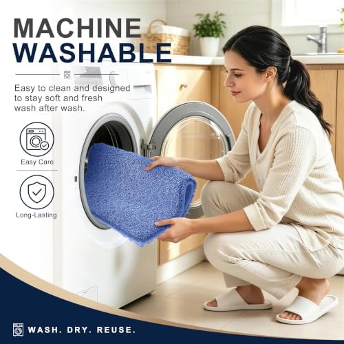 OLANLY Microfiber Soft Bathroom Toilet Rugs U-Shaped 24x20, Cornflower Blue