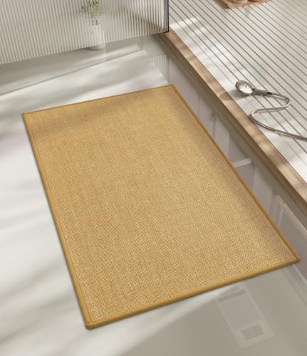 chakme Bathroom Rugs Mat 32x17, Ultra Thin Non Slip Bath Mat Quick Dry Absorbent Bath Mat for Bathroom Floor, (Yellow, 32"x17")
