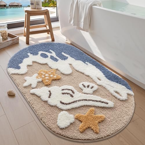 LUMI Beach Bathroom Rug Soft Microfiber Absorbent Bath Mat 24x44