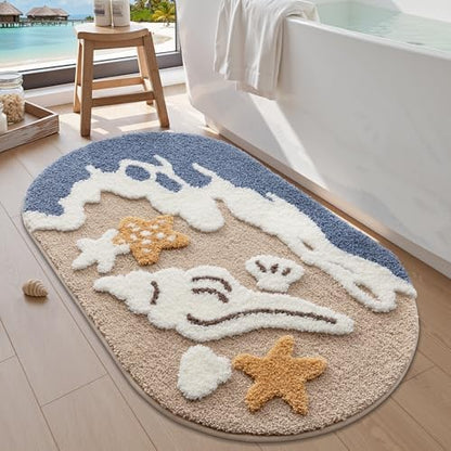 LUMI Beach Bathroom Rug Soft Microfiber Absorbent Bath Mat 24x44