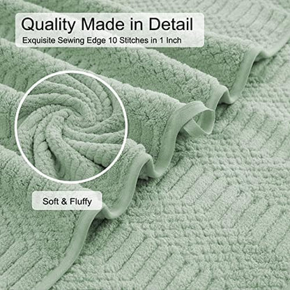 8 Pcs Green Oversized Bath Towel Set-2 Extra Large Bath Sheets,2 Hand Towels,4 Washcloths Soft Bathroom Towels Highly Absorbent Quick Dry Beach Chair Towels Woven Towels for Hotel and Spa