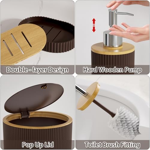 Bathroom Accessories Set 25 PCS, Brown Shower Curtains Set