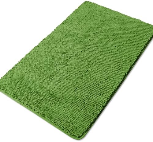 Yeaban Chenille Forest Green Bathroom Rug 30"x50",Non-Slip Rubber Backing