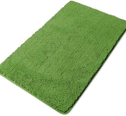 Yeaban Chenille Forest Green Bathroom Rug 30"x50",Non-Slip Rubber Backing