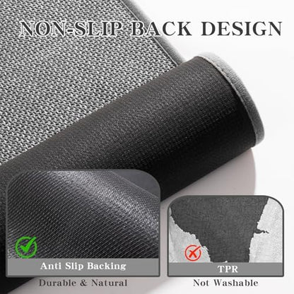 chakme Bathroom Rugs Mat 59x25, Ultra Thin Non Slip Bath Mat Large Quick Dry Absorbent Bath Mat for Bathroom Floor, (Dark Grey, 59"x25")