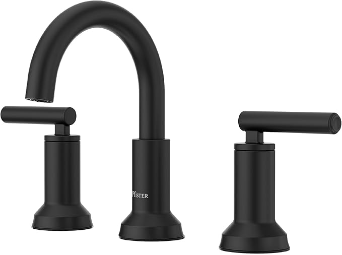 Pfister Capistrano Bathroom Sink Faucet, 8-Inch Widespread, 2-Handle, 3-Hole, NSF Certified, Spot Defense Matte Black Finish, LF049CSOSDB