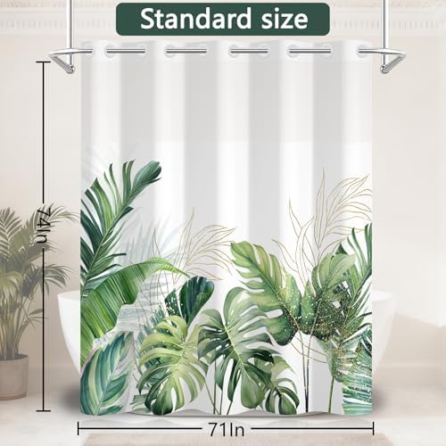 No Hook Shower Curtain with Snap-in Liner 71x74 Inch