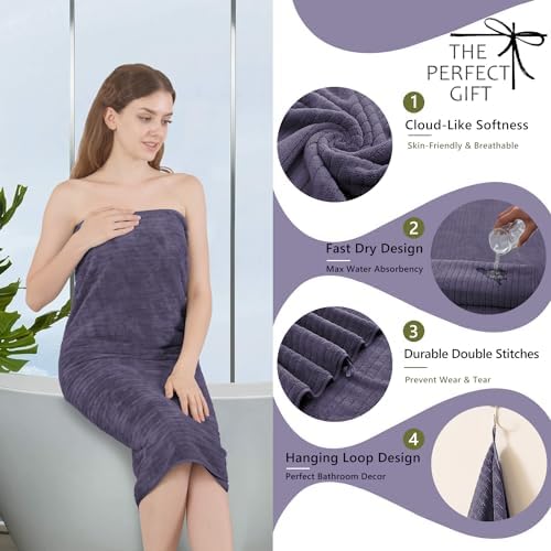 Extra Large Bath Sheet Set of 4,Ultra Soft Fluffy Towel,35”x 70”Oversized Bath Towel Set,Premium Microfiber Bathroom Towel Set Highly Absorbent Quick Dry Shower Towel for Bathroom,Hotel,Spa (Purple)