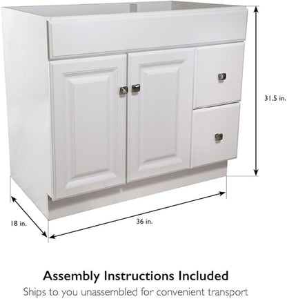 Design House Wyndham 36-Inch Bathroom Vanity Cabinet, Ready to Assemble, White, 597245