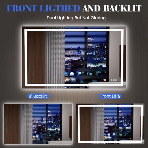 JISOSO LED Bathroom Mirror, Bathroom Vanity Mirror, 48"x36"