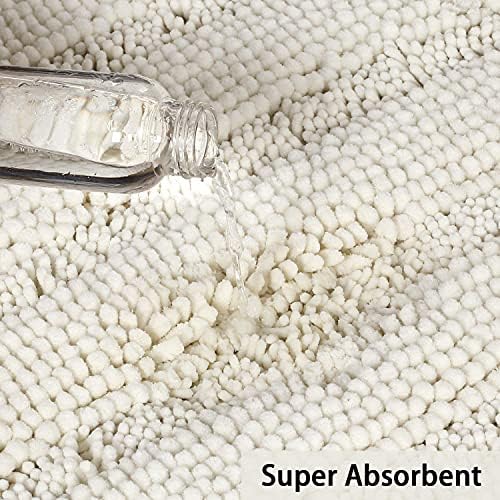 2-Piece Bathroom Rug Set with U-Shaped Mat, Soft Absorbent Chenille, Cream