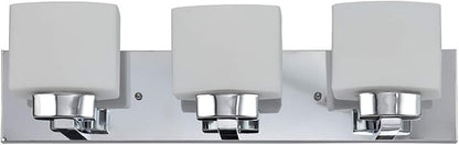 Design House 587469 Dove Creek 3-Light Vanity Light, Polished Chrome Finish, Frosted Glass Shades, Dimmable, Bathroom Wall Fixture