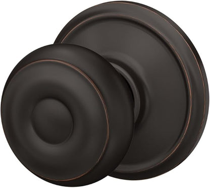 Schlage F10 GEO 716 Georgian Door Knob, Hall & Closet Passage Lock, Aged Bronze