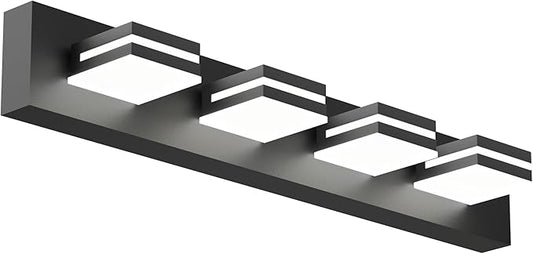 Modern Bathroom Vanity Light, 29" 4-Light Bathroom Light Fixtures Over Mirror, LED Vanity Light 3000K 4000K 5000K CCT Adjustable, Matte Black