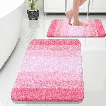 OLANLY Micorfiber Bathroom Rug Set 2 Piece, 30"x20"+24"x16"