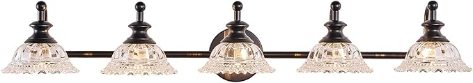 37.4" 5 Light Vanity Light for Bathroom (Exclude G9 Bulb) Black Vanity Lights for Bathroom