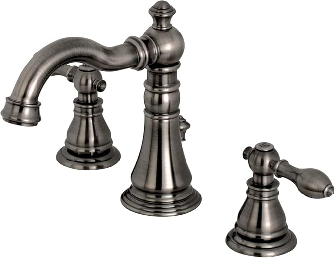 Fauceture FSC1974ACL American Classic Widespread Bathroom Faucet with Brass Pop-Up, Black Stainless