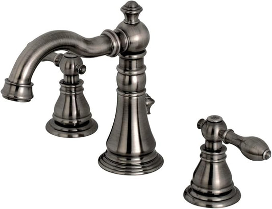Fauceture FSC1974ACL American Classic Widespread Bathroom Faucet with Brass Pop-Up, Black Stainless