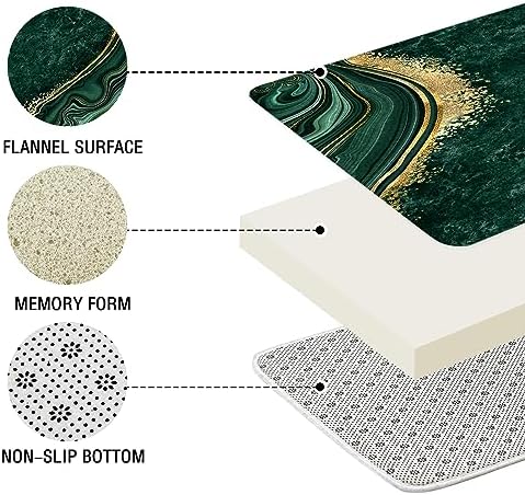 Gibelle 4 Pcs Luxury Marble Shower Curtain Set with Non-Slip Rugs, Toilet Lid Cover and Bath Mat, Gold Foil Emerald Green Bathroom Decor Set with Shower Curtain and Rugs and Accessories