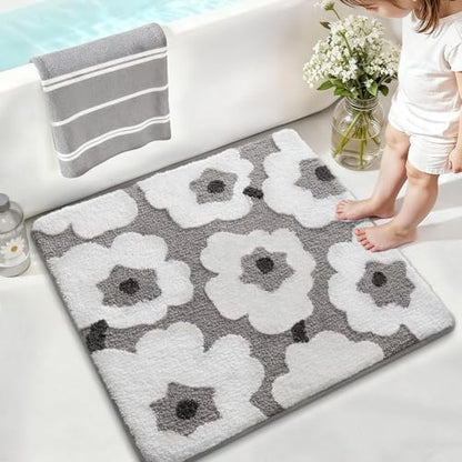 LUMI Square Bathroom Rug 32x32, Soft Absorbent Bath Mat, Non Slip