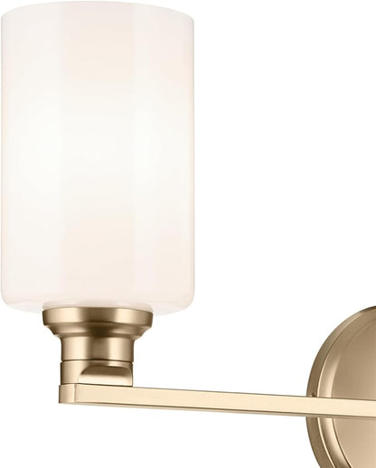 Kichler Gioe 24.25" 3-Light Vanity Light with Opal Glass in Champagne Bronze, Damp Rated, for Bathroom, Powder Room, Over a Mirror, (24.25" W x 10.5" H), 55226CPZ