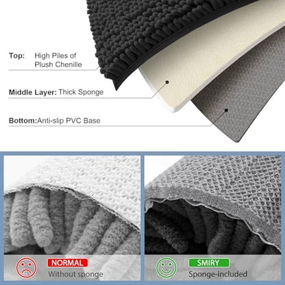 Smiry Bathroom Rugs 45X27, Luxury Chenille Extra Soft Absorbent Bath Mat