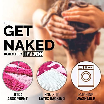 New Mungo Get Naked Bath Mat Pink - Hot Pink Bathroom Rug, 31" x 20"
