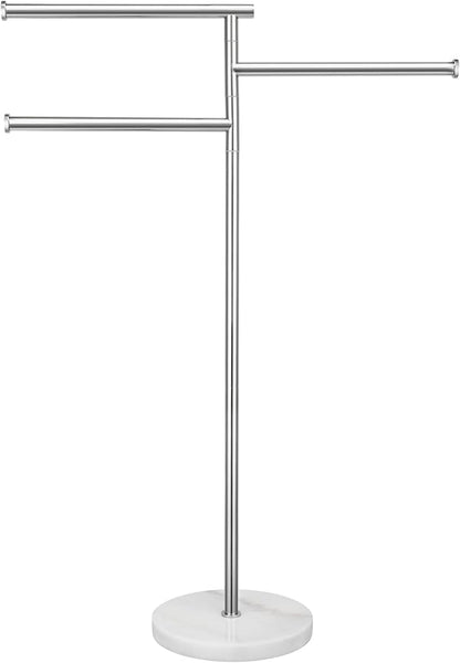 KES Free Standing Towel Racks for Bathroom, 3 Swivel Bars 40-Inch Bath Towel Rack Stand with Weighted Marble Base, Premium 18/8 Stainless Steel Polished Finish, BTH219