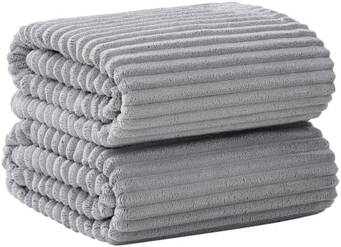 2 Piece Bath Sheets, 40"x80" Microfiber Bath Towels, Grey