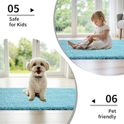 Disolla Sky Blue Bathroom Rug 24x36 - Non-Slip Plush Thick Bath Mat, Highly Absorbent & Ultra Soft Fluffy Floor Mat, Machine Washable for Shower and Tub