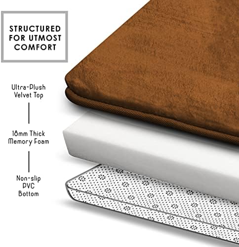 Clara Clark Bathroom Rugs, Velvet Memory Foam Bath Mat, Non-Slip, Machine Washable Bath Rugs - Dries Quickly, Ultra Soft Plush Bath Mats for Bathroom, 20 x 24, Chocolate Brown