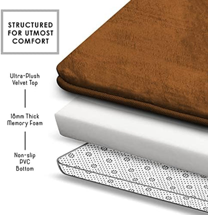 Clara Clark Bathroom Rugs, Velvet Memory Foam Bath Mat, Non-Slip, Machine Washable Bath Rugs - Dries Quickly, Ultra Soft Plush Bath Mats for Bathroom, 20 x 24, Chocolate Brown