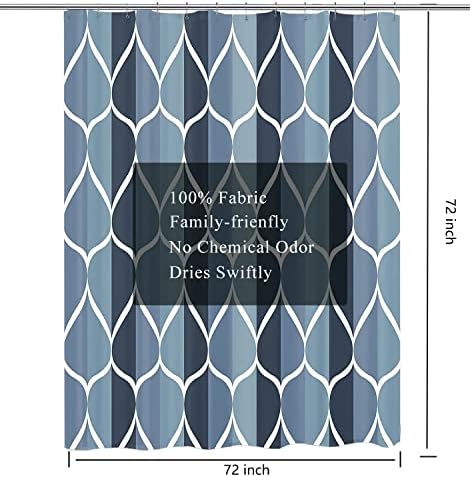 LLSCL Blue Grid Fabric Shower Curtain Liner with Magnets, Waterproof Hotel Quality, 72 x 72 Machine Washable