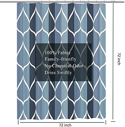 LLSCL Blue Grid Fabric Shower Curtain Liner with Magnets, Waterproof Hotel Quality, 72 x 72 Machine Washable