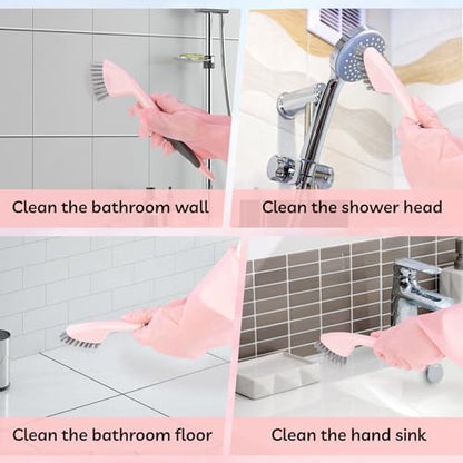 CALBEAU Pink Toilet Brush and Holder Set, 14 PCS Bathroom Cleaning Kit