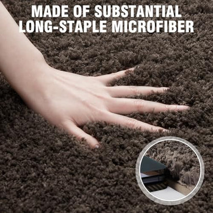 TECHMILLY Super Soft Shaggy Bathroom Rugs, Absorbent Thick Non Slip Microfiber Bath Rugs, Quick Dry Machine Washable Bath Mat for Bathroom Floor, Bathtub and Shower 20"x32"